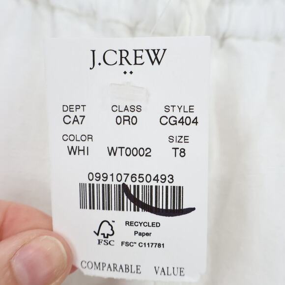 J.Crew Factory Linen Blend Slim Wide Leg Drawstring Pant White Size 0 Tall NWT - Picture 4 of 8